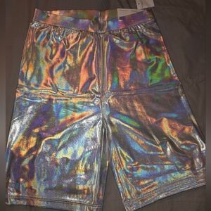 Shimmering Holographic Bike Shorts